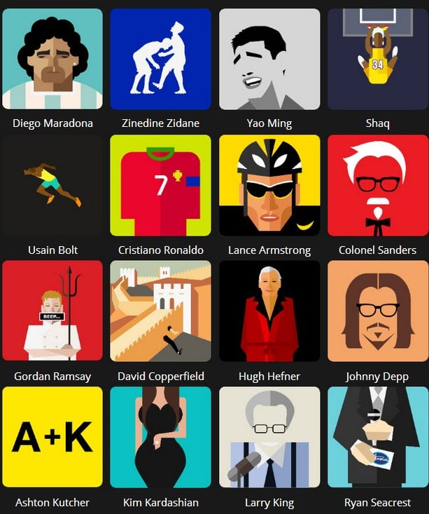 Icon Pop Quiz Answers Famous People Level 2: