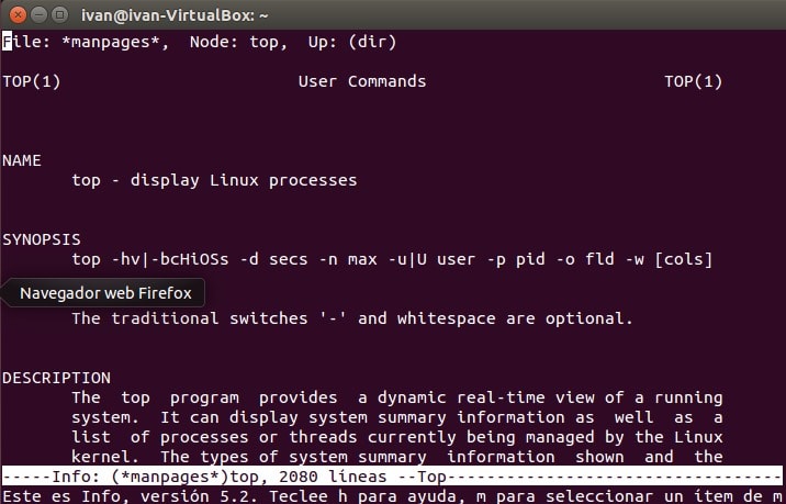 comando info linux