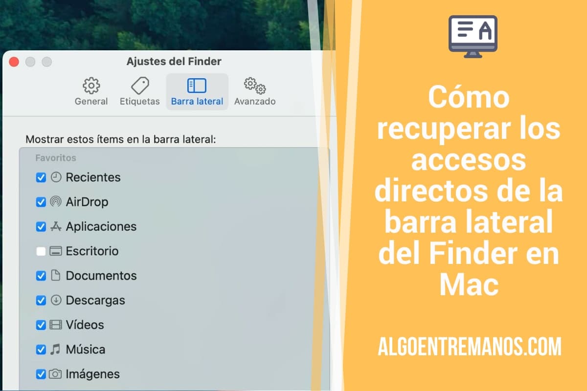 Cómo recuperar los accesos directos de la barra lateral del Finder en Mac