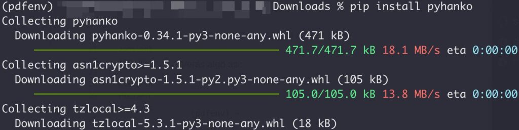 pyhanko is missing, run 'pip install --user pyhanko' to install it!  Lo instalamos en un entorno virtual. 