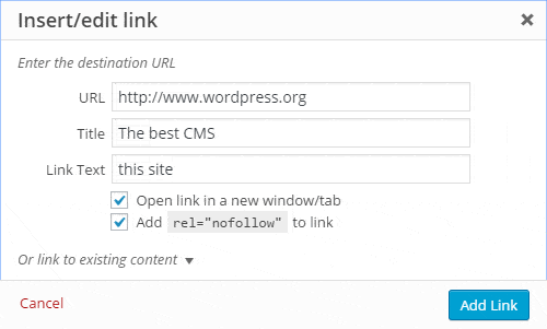 Cómo añadir el atributo nofollow a determinados links en WordPress