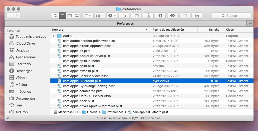 Cómo arreglar los problemas con el bluetooth en el Mac: Eliminar las preferencias Bluetooth de macOS