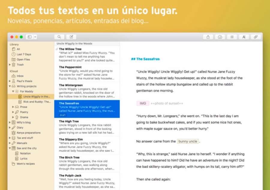 Ulysses es un entorno completo para escribir en Mac, iPhone y iPad.
