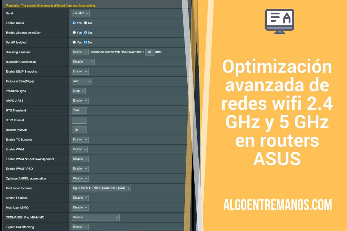 Optimización avanzada de redes wifi 2.4 GHz y 5 GHz en routers ASUS