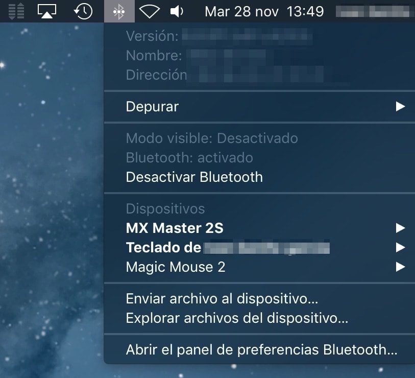 Apple Bluetooth: entramos en modo depurar el modo Bluetooth en versiones antiguas de macOS. 