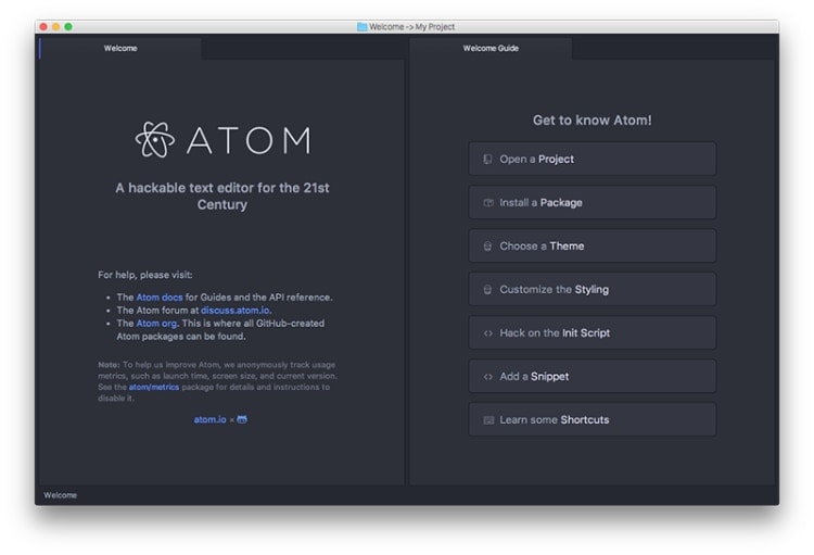Atom, editor de codigo 