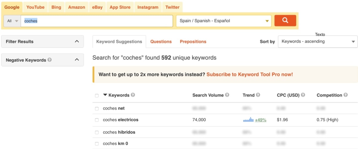keywordtool para buscar keywords para tus articulos. 
