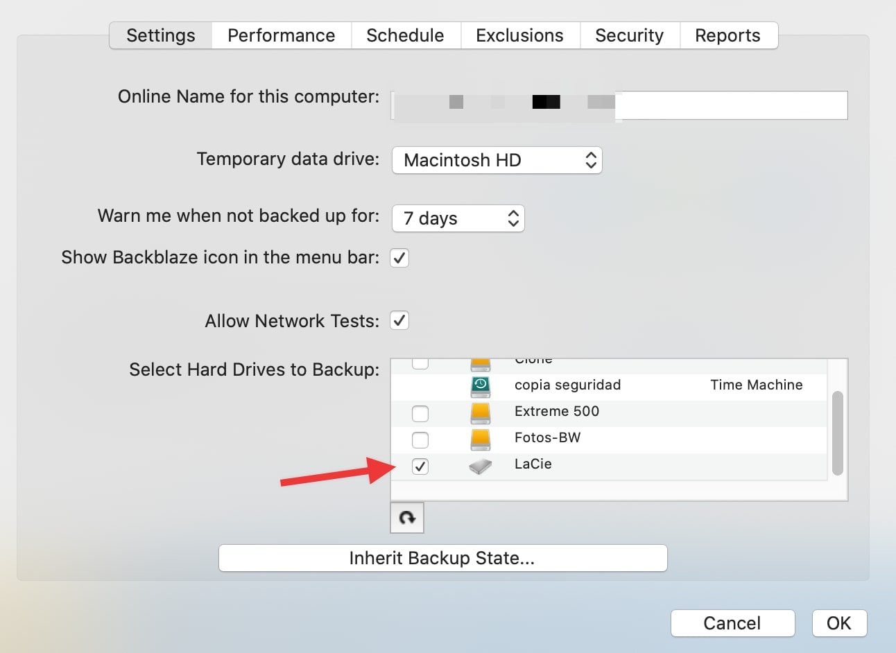 backblaze settings para hacer una copia de seguridad de tu mac en la nube. 
