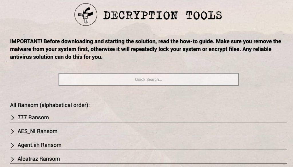 Decryption Tools de No More Ransom!