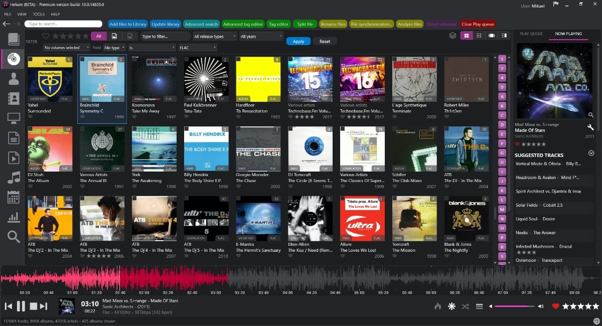 helium para organizar musica