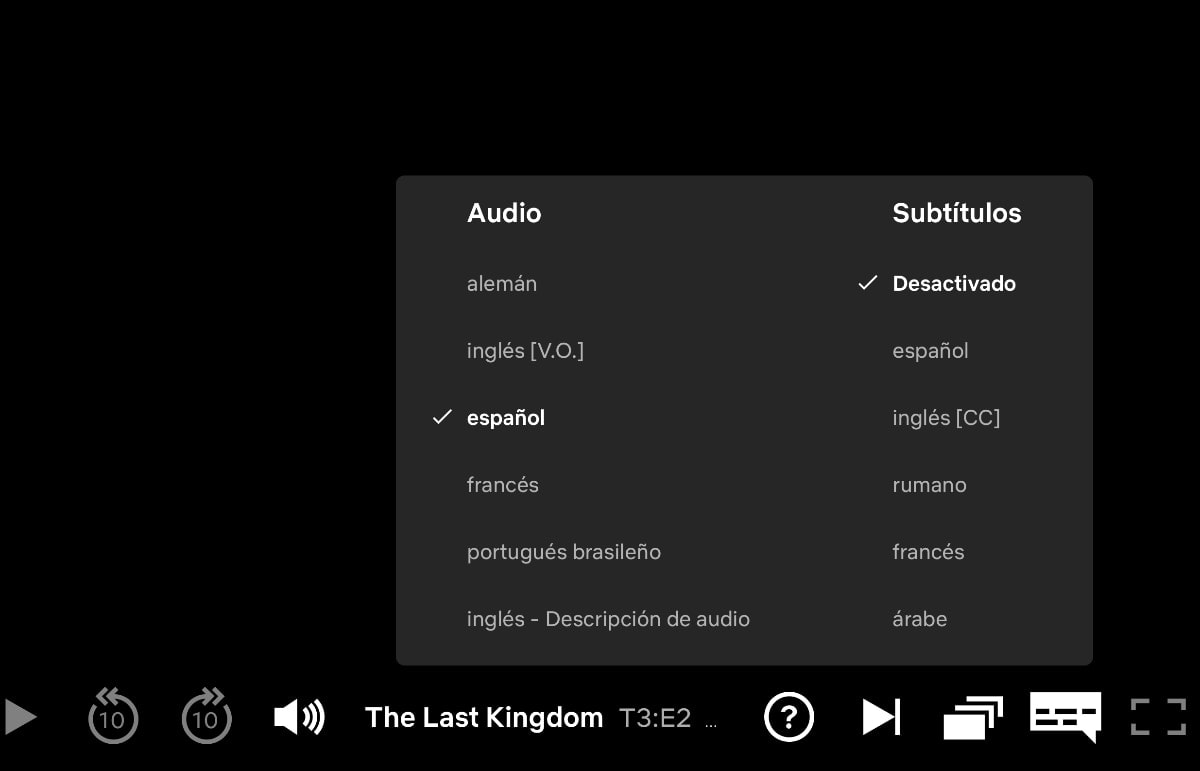 audio y subtitulos en netflix