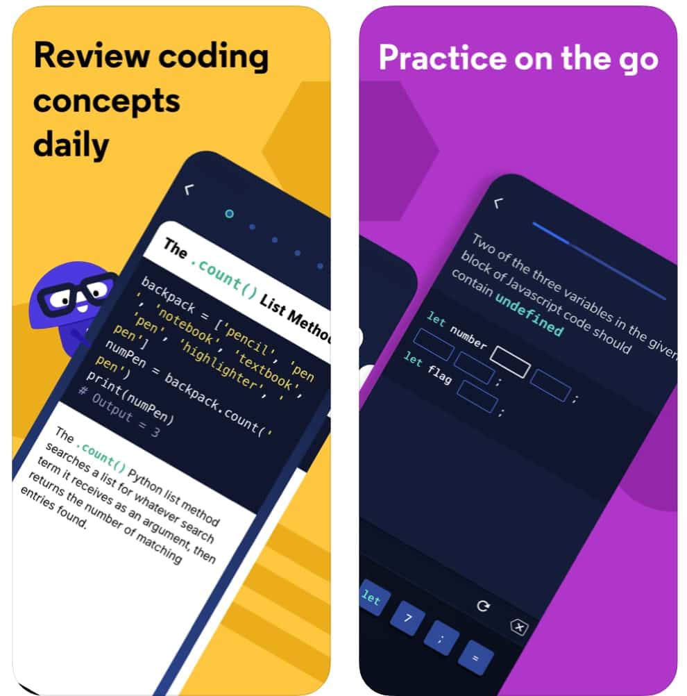 CodeAcademy Go app para aprender código. 