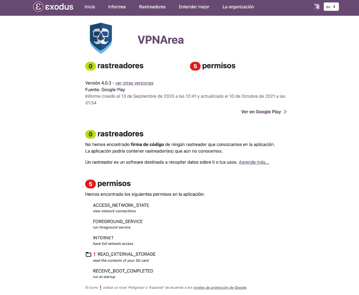 VPNarea test privacidad