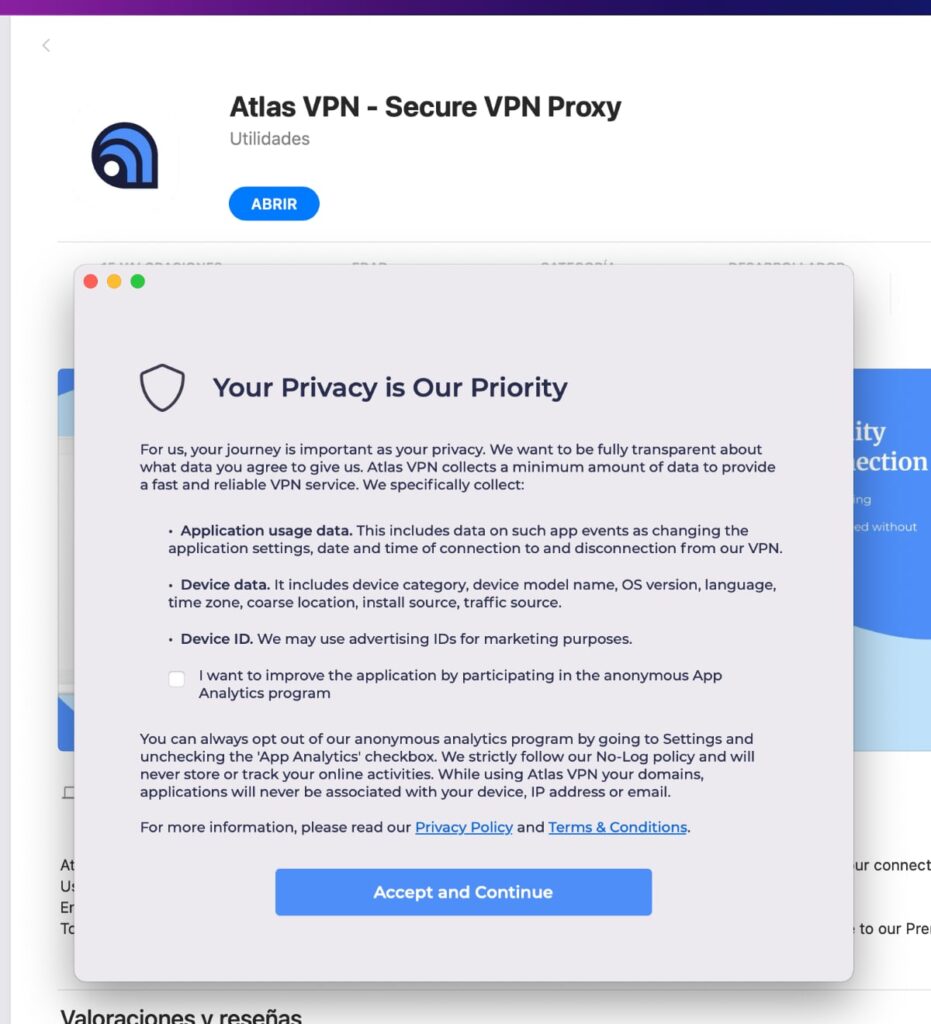 Atlas VPN: privacidad apps