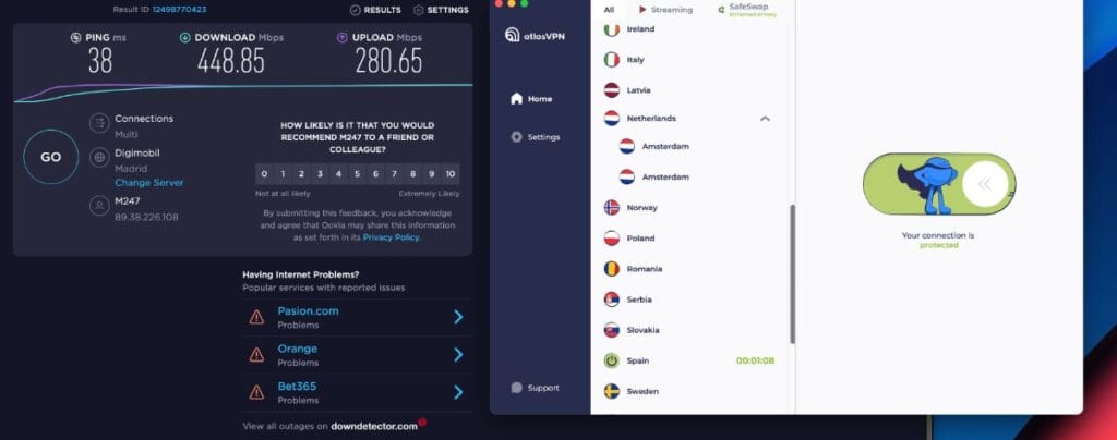 Atlas VPN: velocidad de servidores España