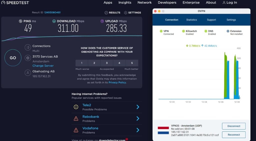 OVPN: netherlands server speed