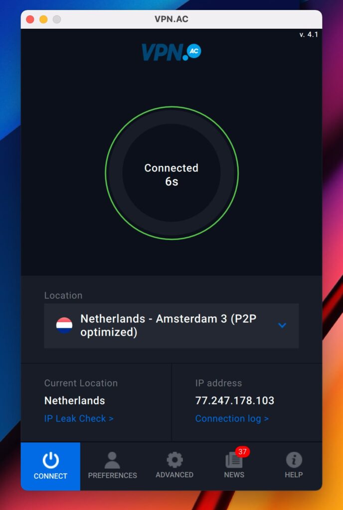 vpn.ac app macOS