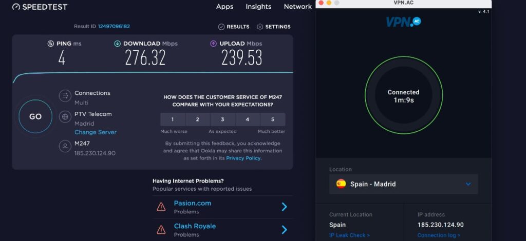 vpn.ac velocidad spain