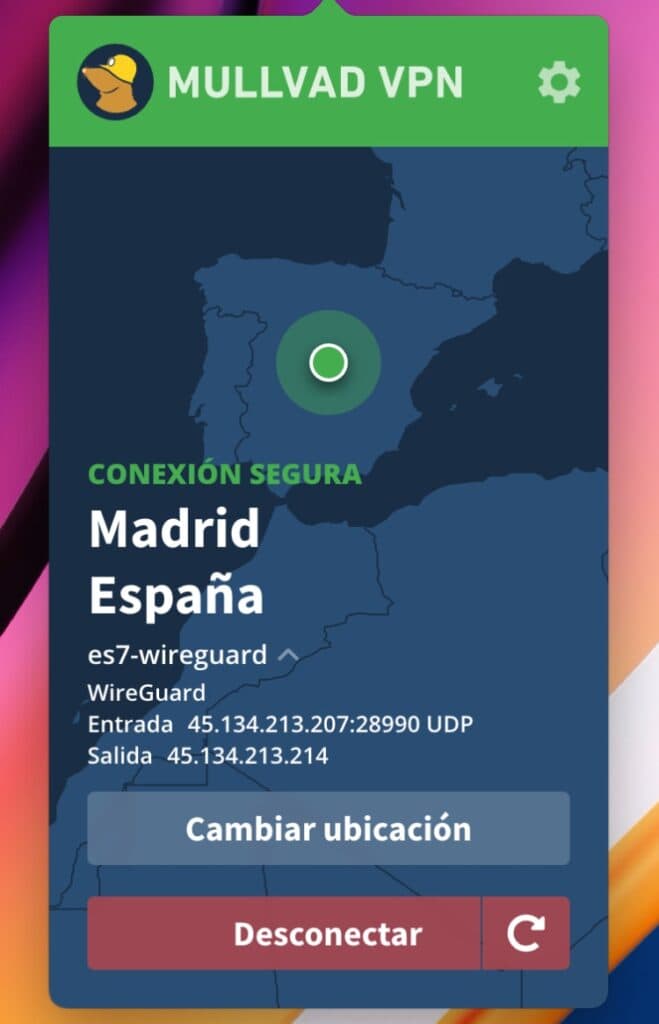 Cambio de dirección IP por una de España con una VPN