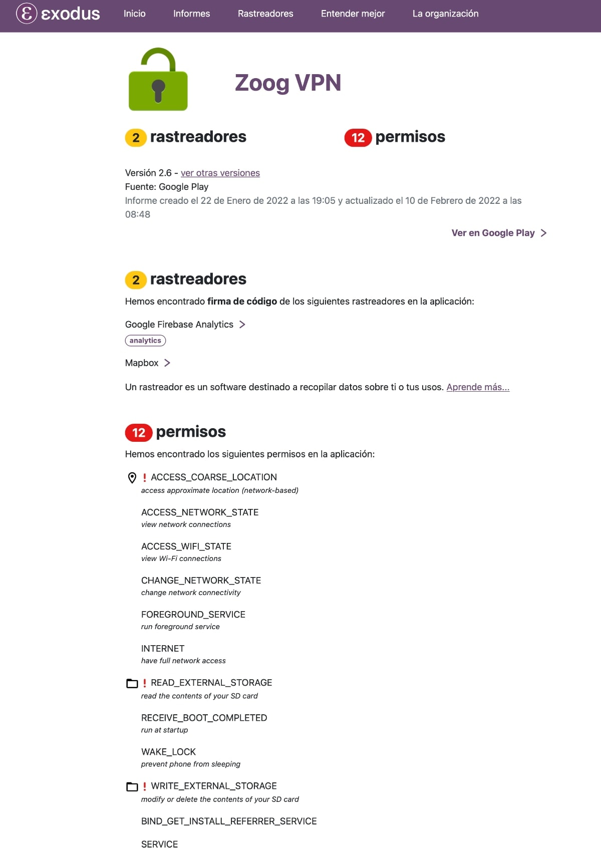 ZoogVPN: analitica apps