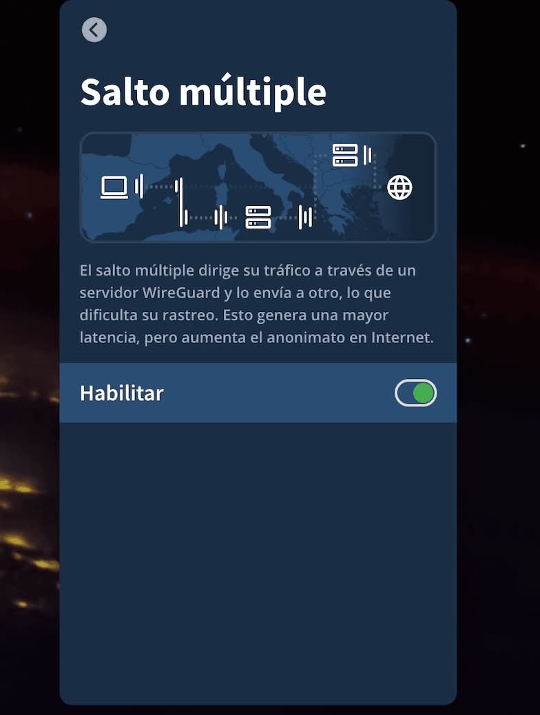 Activamos salto multiple en Mullvad VPN