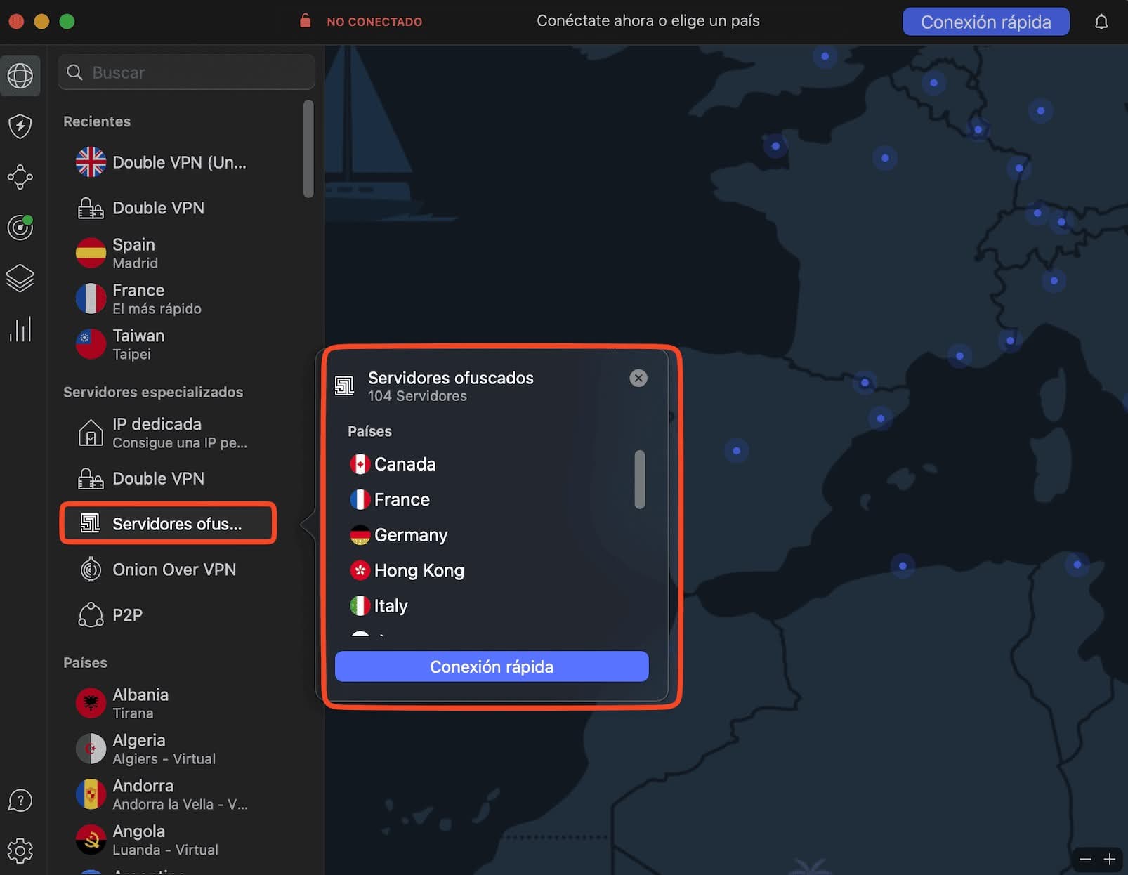 Servidores ofuscados en NordVPN en OpenVPN.