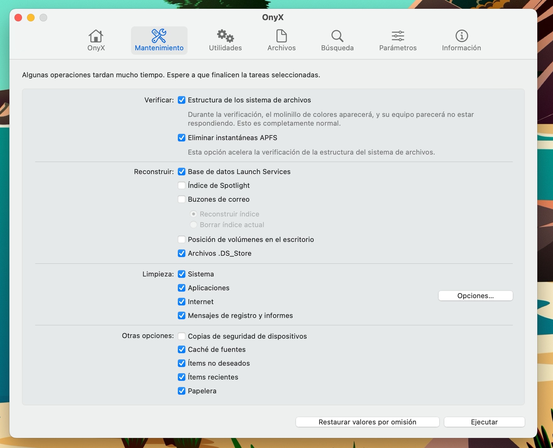 utiliza Onyx para limpiar y reparar los permisos de tu Mac