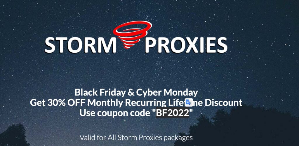 Storm Proxies: 30 % descuento con el cupón BF2022