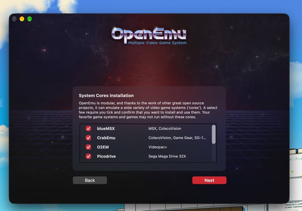 OpenEMu Silicon opciones de nucleos