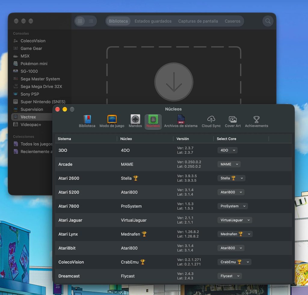 Pantallas de OpenEmu Silicon: Nucleos