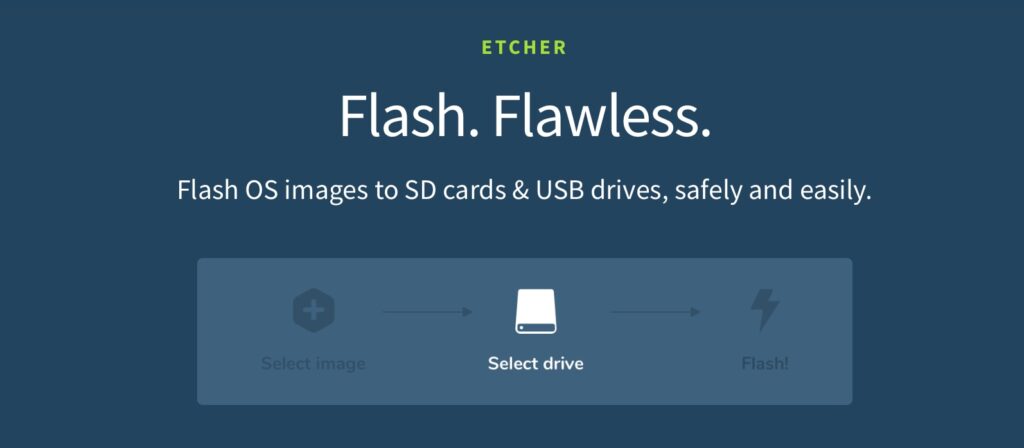 Etcher, la app para crear usb o tarjetas SD de arranque. 