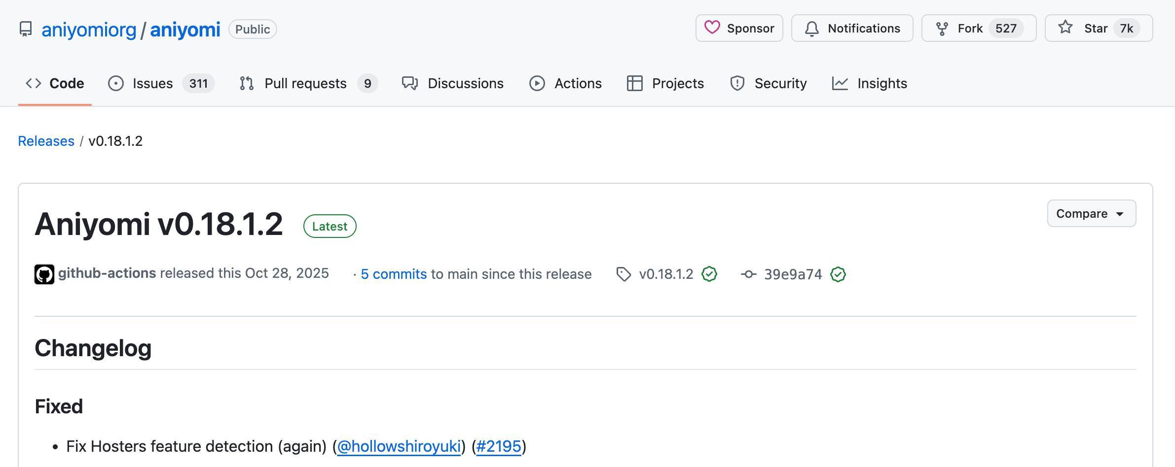 Instalación de Aniyomi en tu dispositivo Android: pagina de descarga en GitHub. 