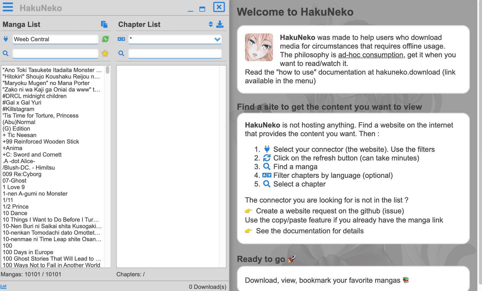 Fuentes de mangas en Weeb Cnetral en Hakuneko