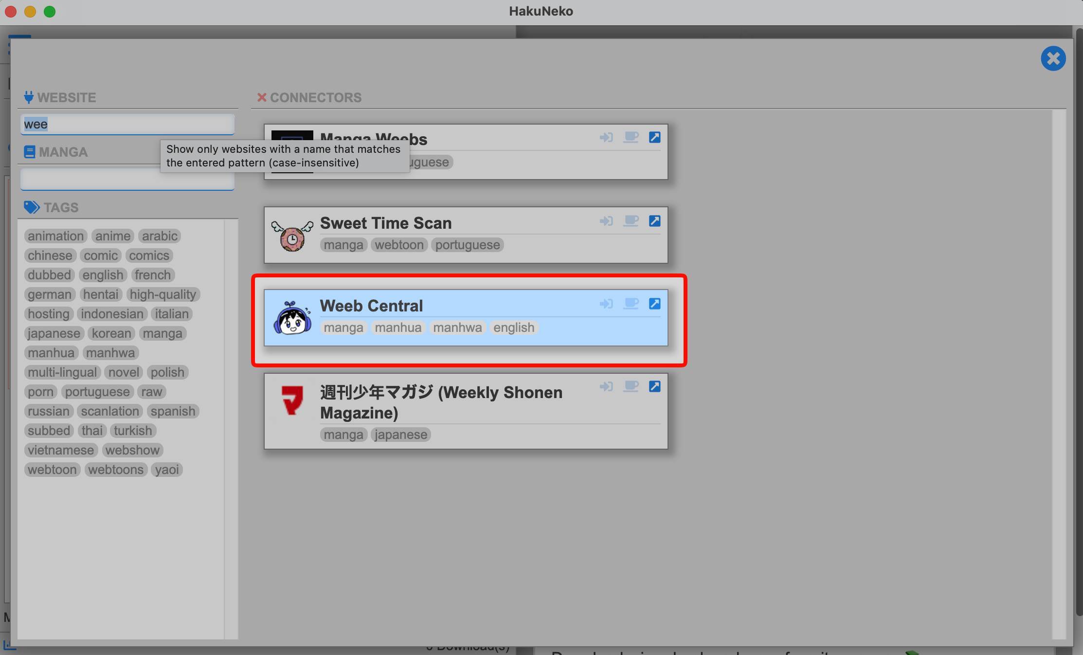 Weeb Central en Hakuneko para leer manga