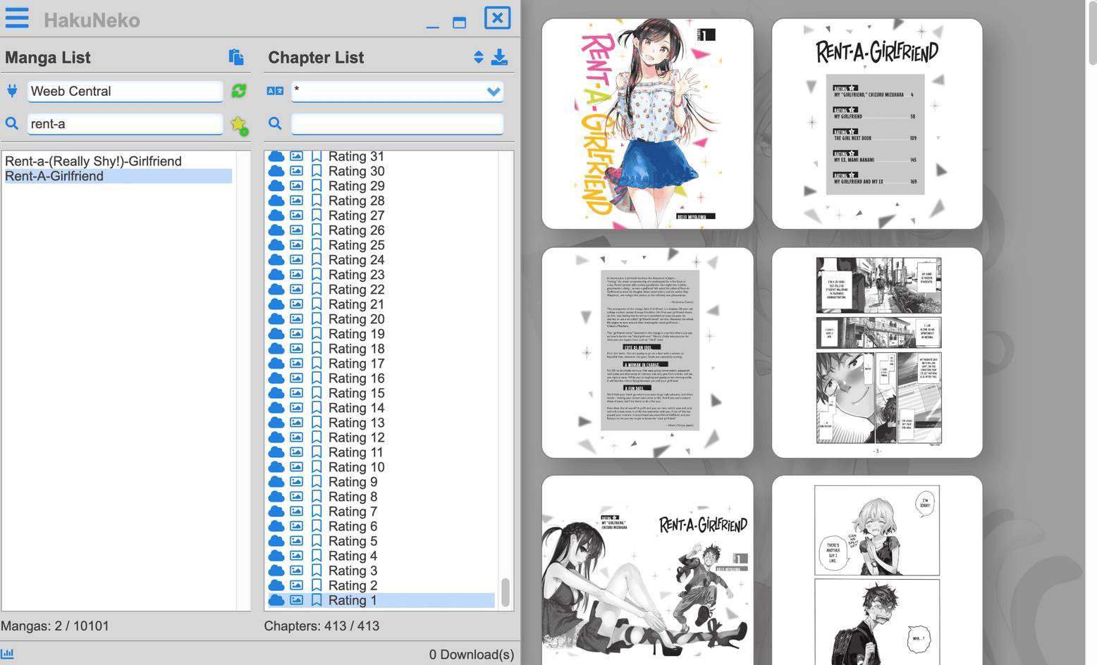 Preview de mangas de la app Hakuneko