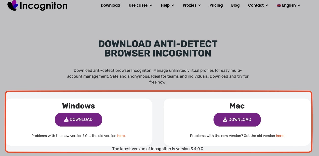 Descarga la app de Incogniton: está disponible para Windows y macOS