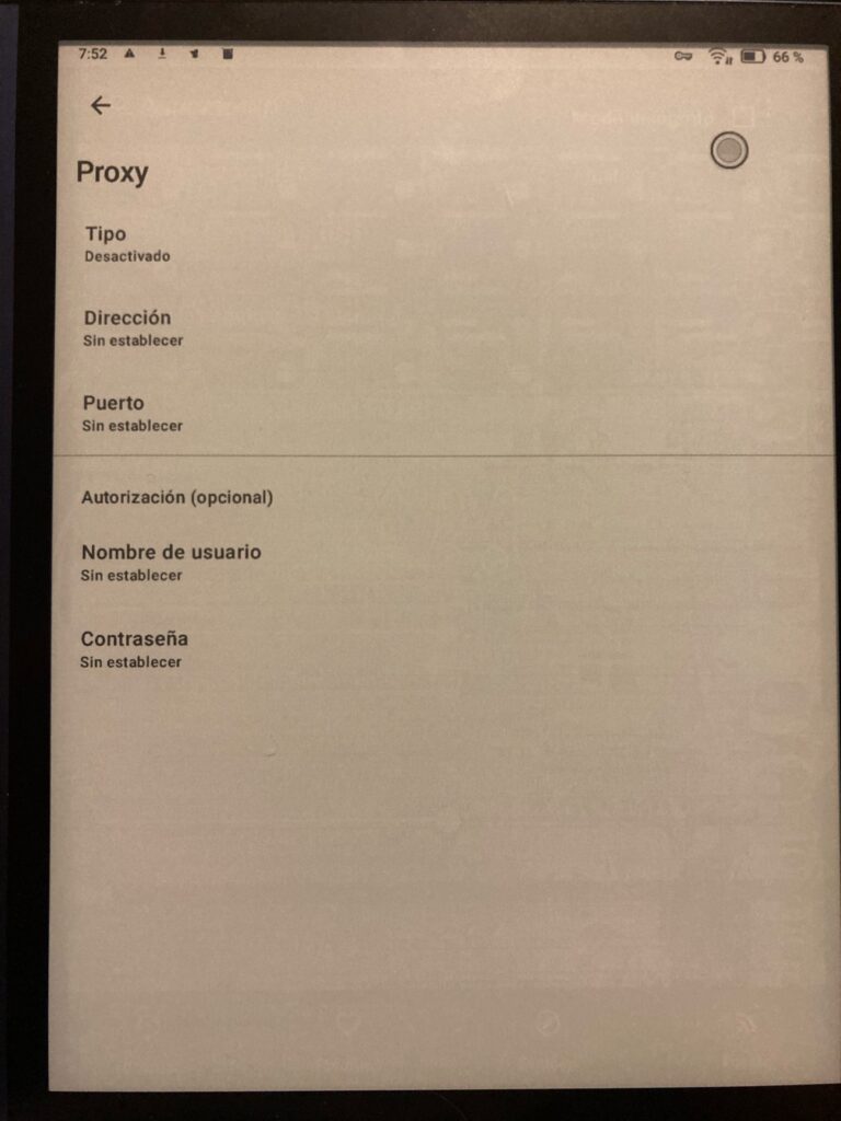 Ajustes de la app Kotatsu para Android: proxy