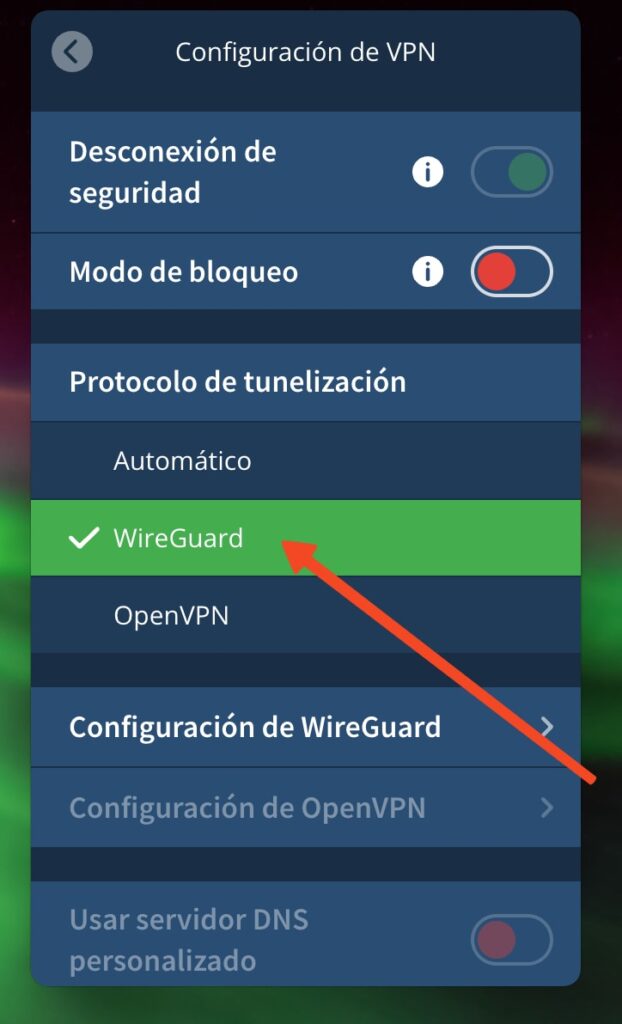 Mullvad VPN: Wireguard configuracion