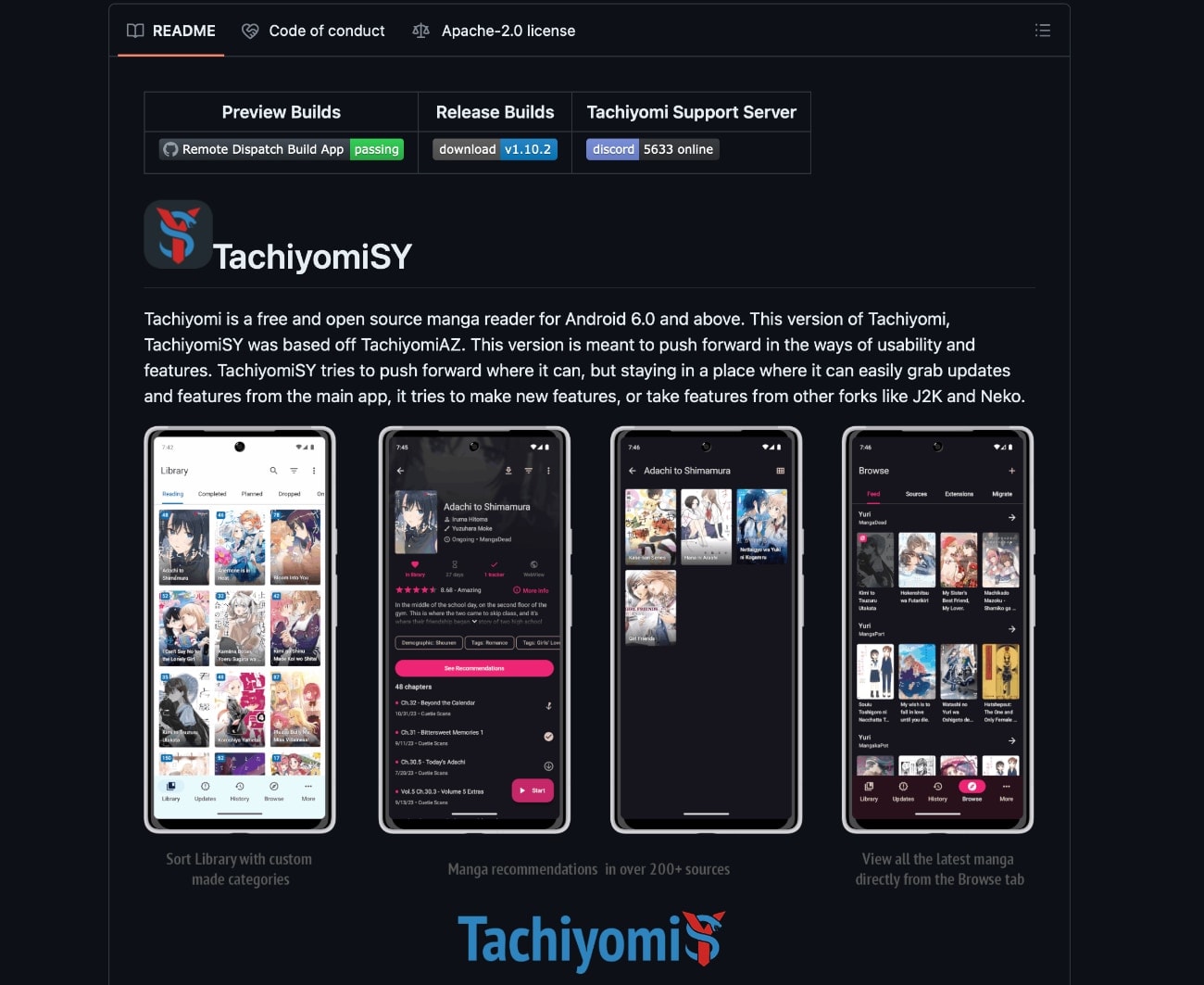 Descarga TachiyomiSY en Github. Es open source y gratis. 