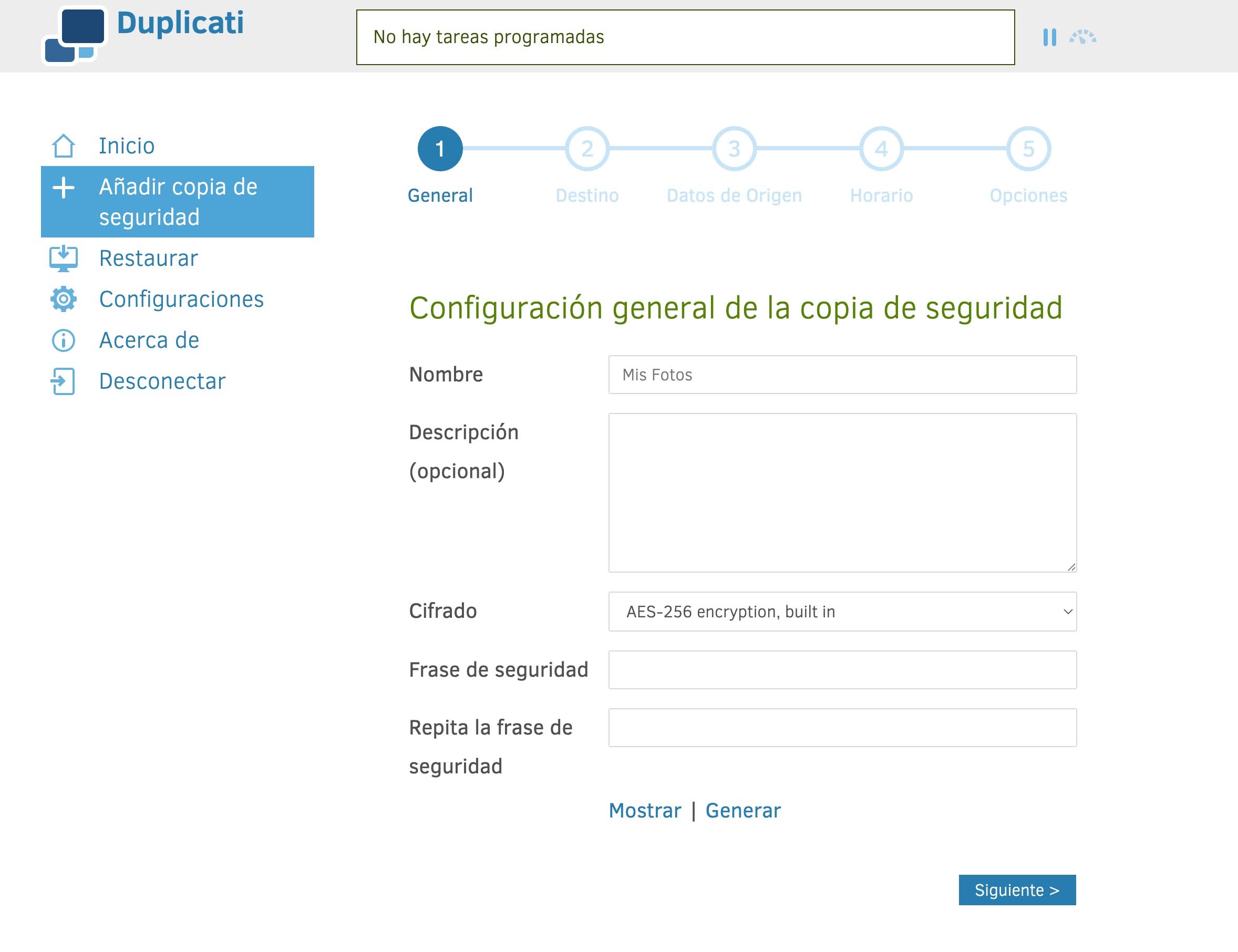 Creando una copia de seguridad en macOS con el programa Duplicati.