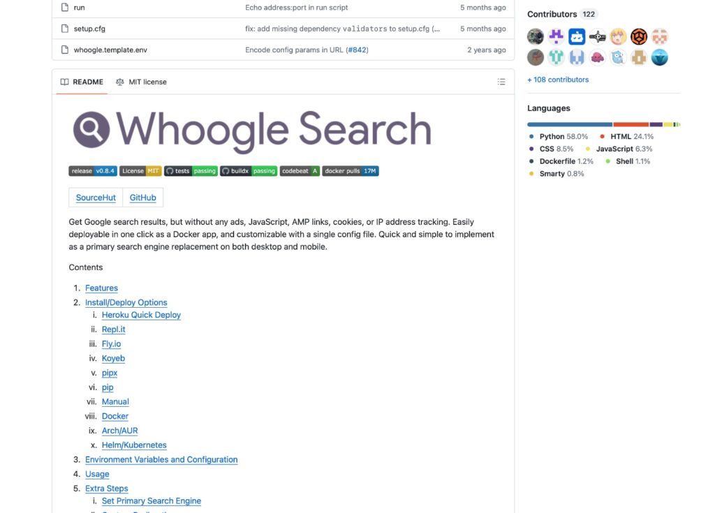 Whoogle Search en GitHub