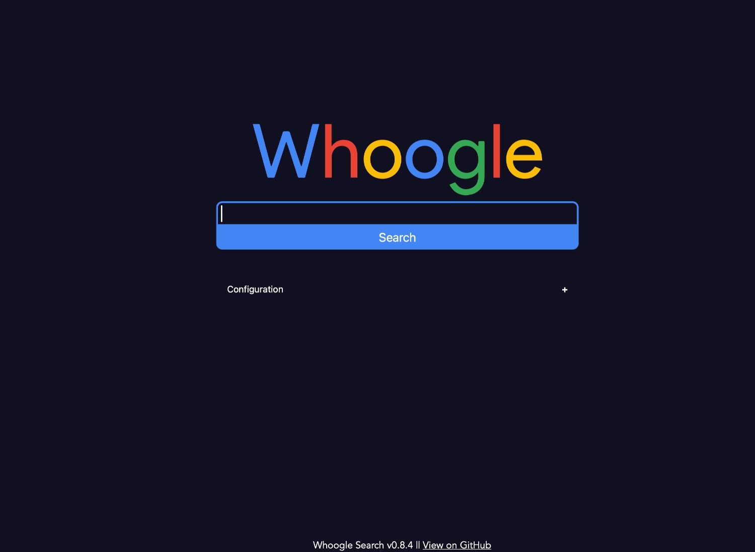 Interfaz de Whoogle