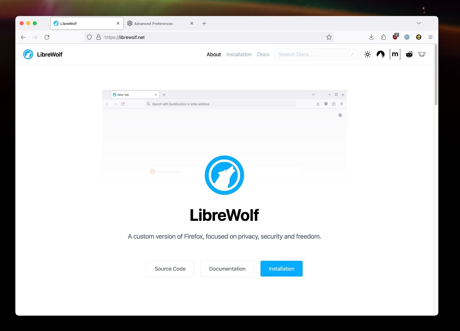 Librewolf, navegador basado en Firefox