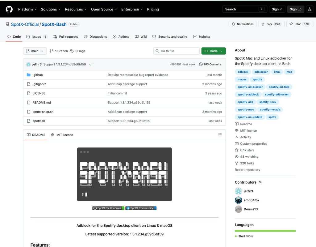 SpotX-bash: bloqueador anuncions spotify para mac y Linux. 