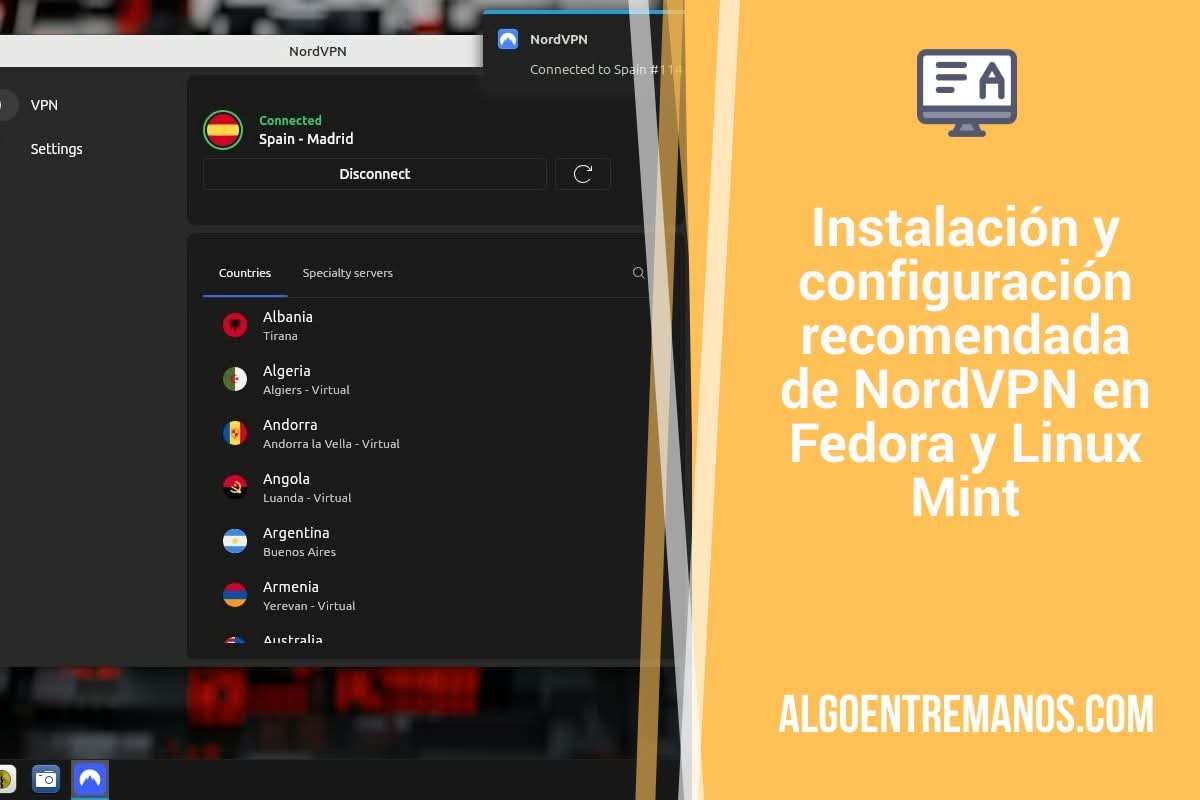 Instalación y configuración recomendada de NordVPN en Fedora y Linux Mint
