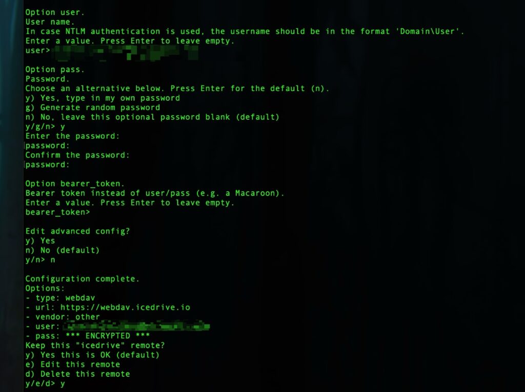 Cómo usar Rclone WebDAV con Icedrive