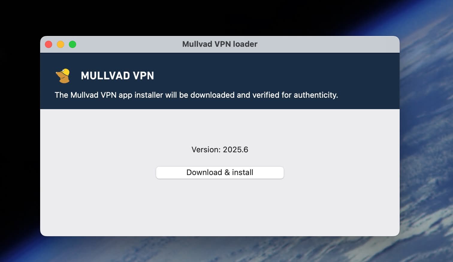 Mullvad VPN loader para instalar la app en Windows y macOS de forma rápida y segura.