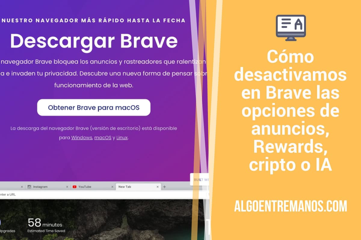 Cómo desactivamos en Brave las opciones de anuncios, Rewards, cripto o IA