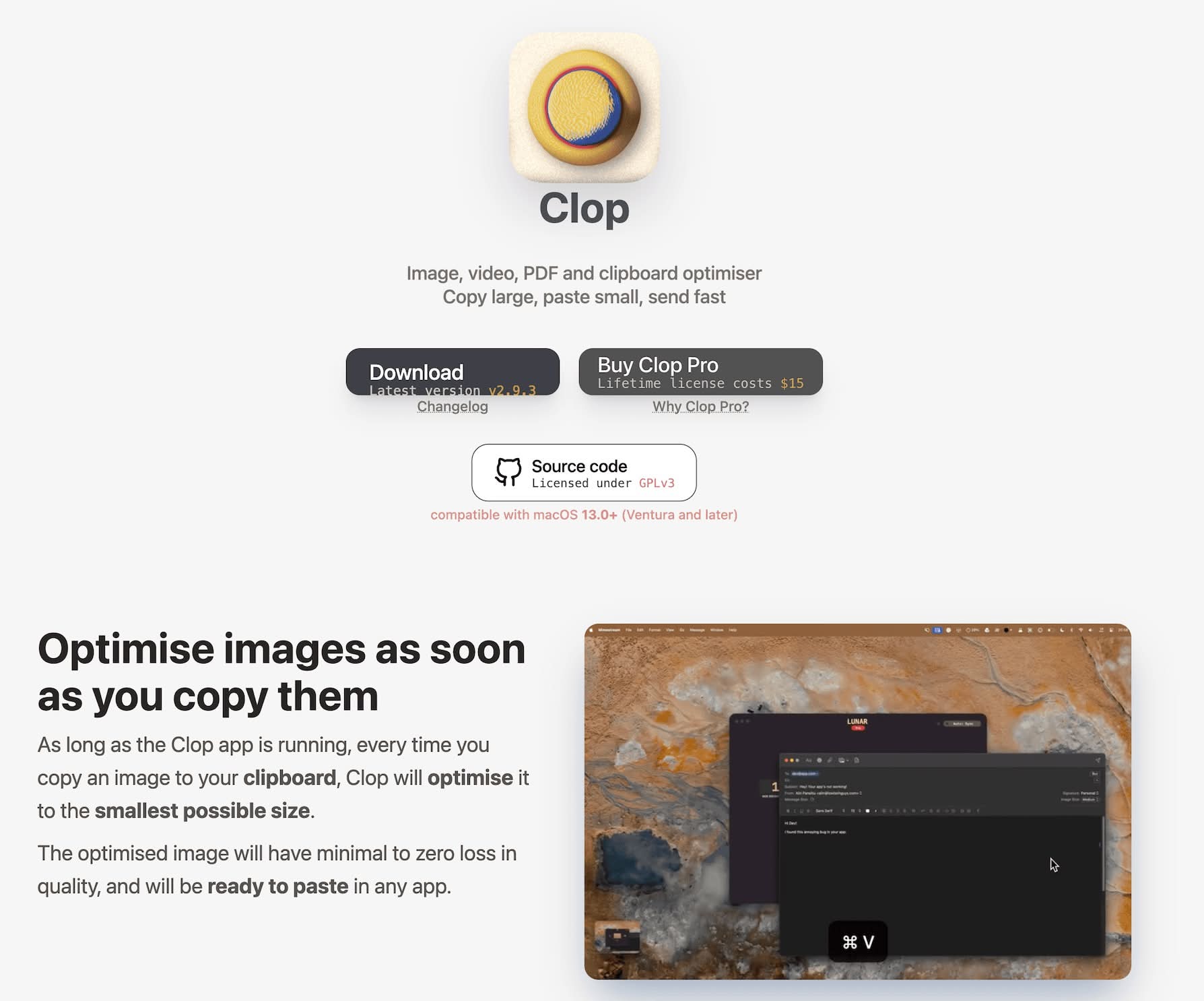 CLOP app para editar imágenes, PDF y videos: tamaño, EXIF