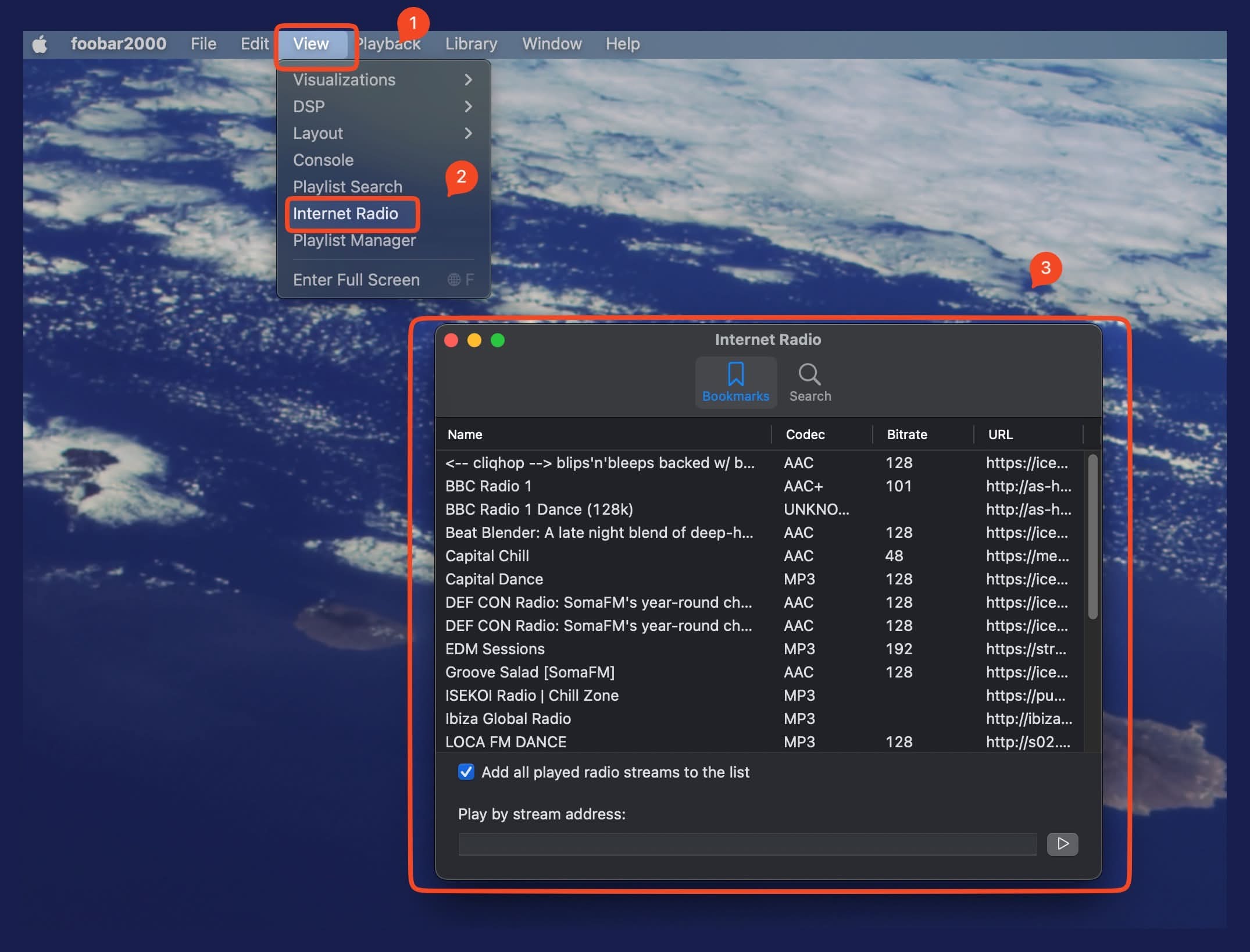 Buscamos emisoras de radio por internet en foobar2000